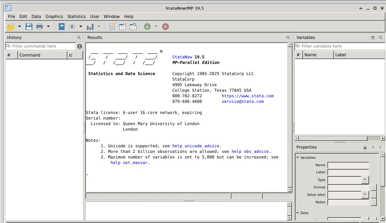 Stata session